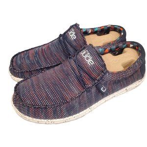 Hey Dude Wally Sox Blue Orange Mens Casual Moccasins Size 13
